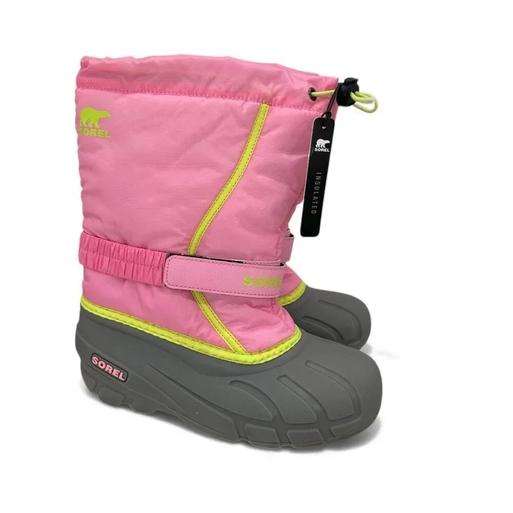 SOREL Flurry Snow Boots Youth 5 Blooming Pink Waterproof Insulated Winter Boots
